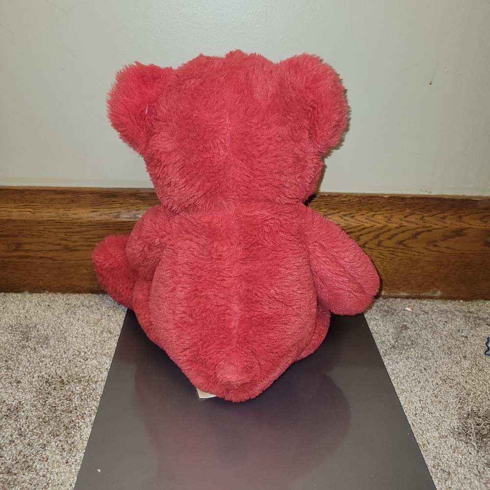 Dan Dee Collector's Choice Red Teddy Bear Plush Pink Heart Heart Paws 11" - Picture 3 of 8